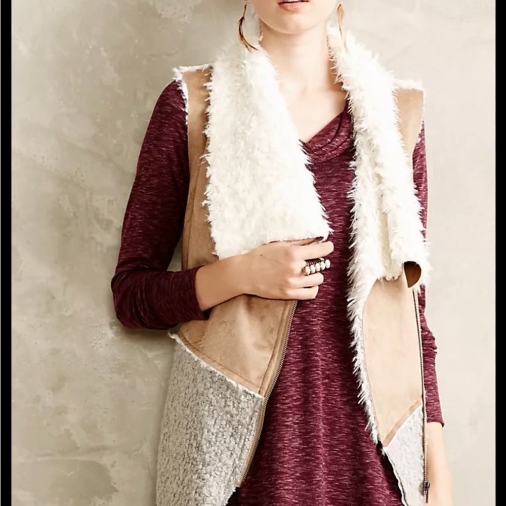 Saturday Sunday Anthropologie Fluffy Cream Vest